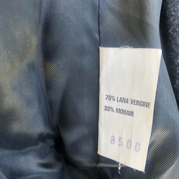 Donna Vittoria Italian Virgin Wool and Mohair Black/Charcoal Trench Coat Size 8 - Picture 14 of 16